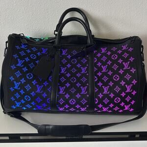 Louis Vuitton Keepall Light Up Bandoulière 50 Black Fiber Optic Monogram Duffle